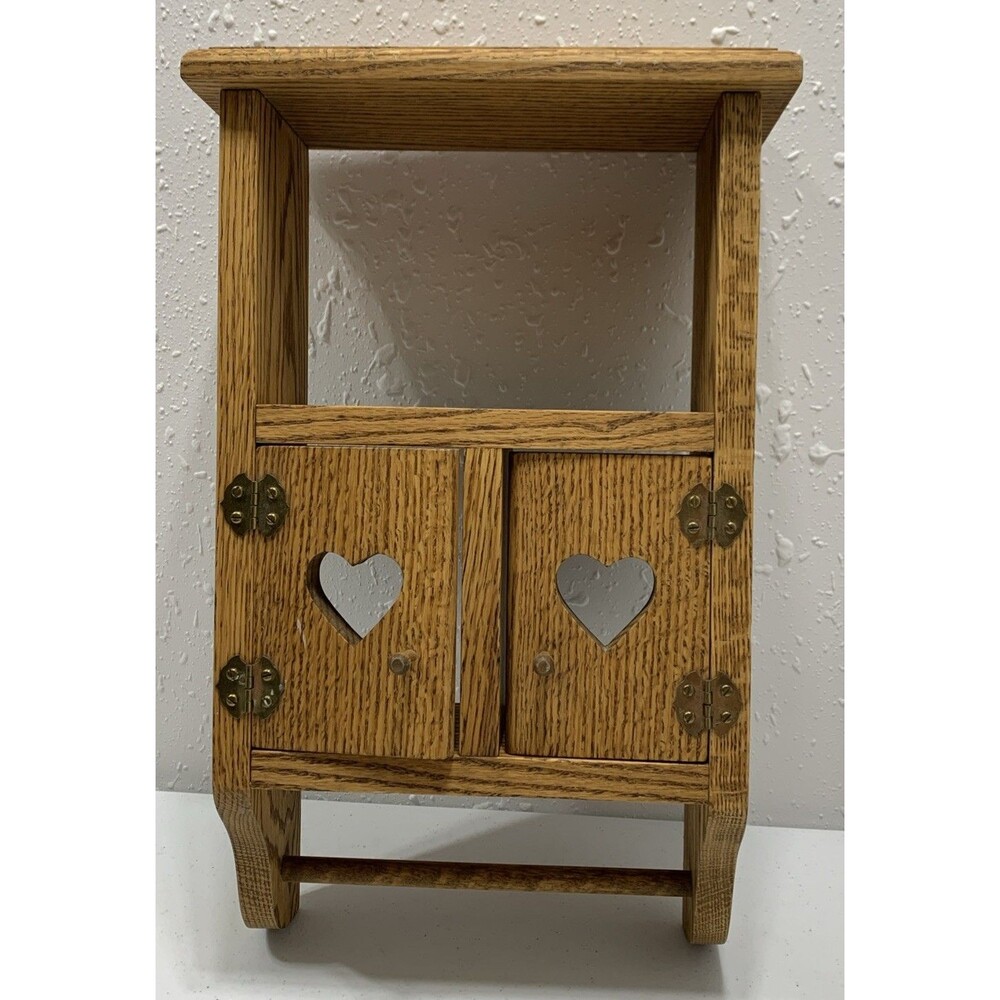 Vintage Country Wooden Wall Curio Cabinet Shelf Knick Knack Collectibles W/Pegs